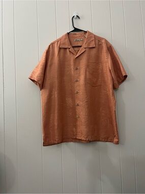 Batik Bay men’s button down orange floral Hawaiian shirt XL